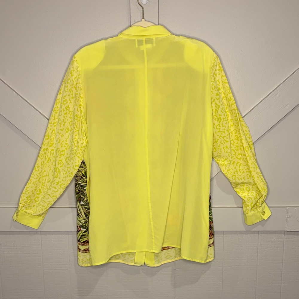 Vintage Diane Gilman Neon Tropical Animal Print Leopard Button-Up Blouse Size 2X - Picture 4 of 15